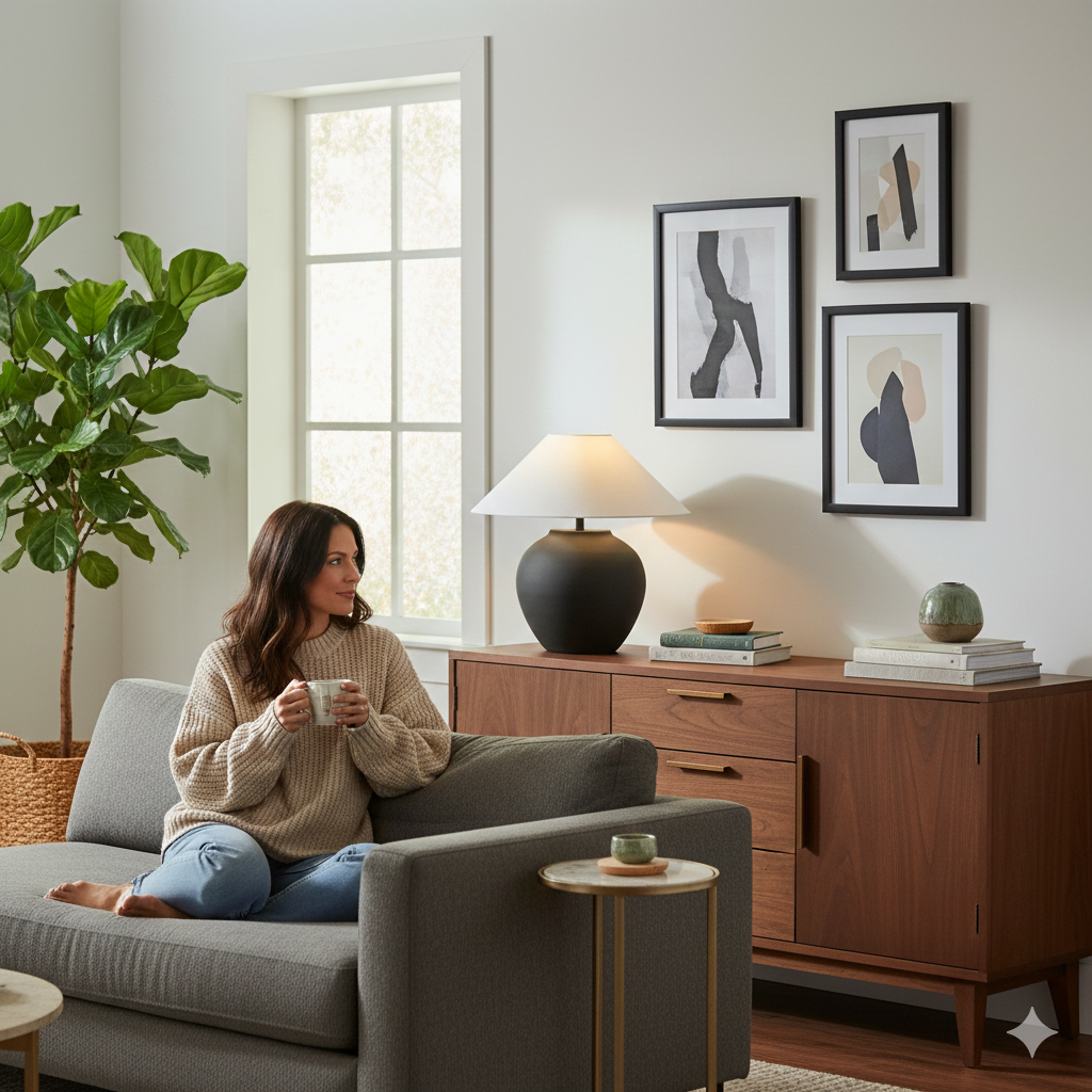 Bordslampa i keramik - Japansk stil